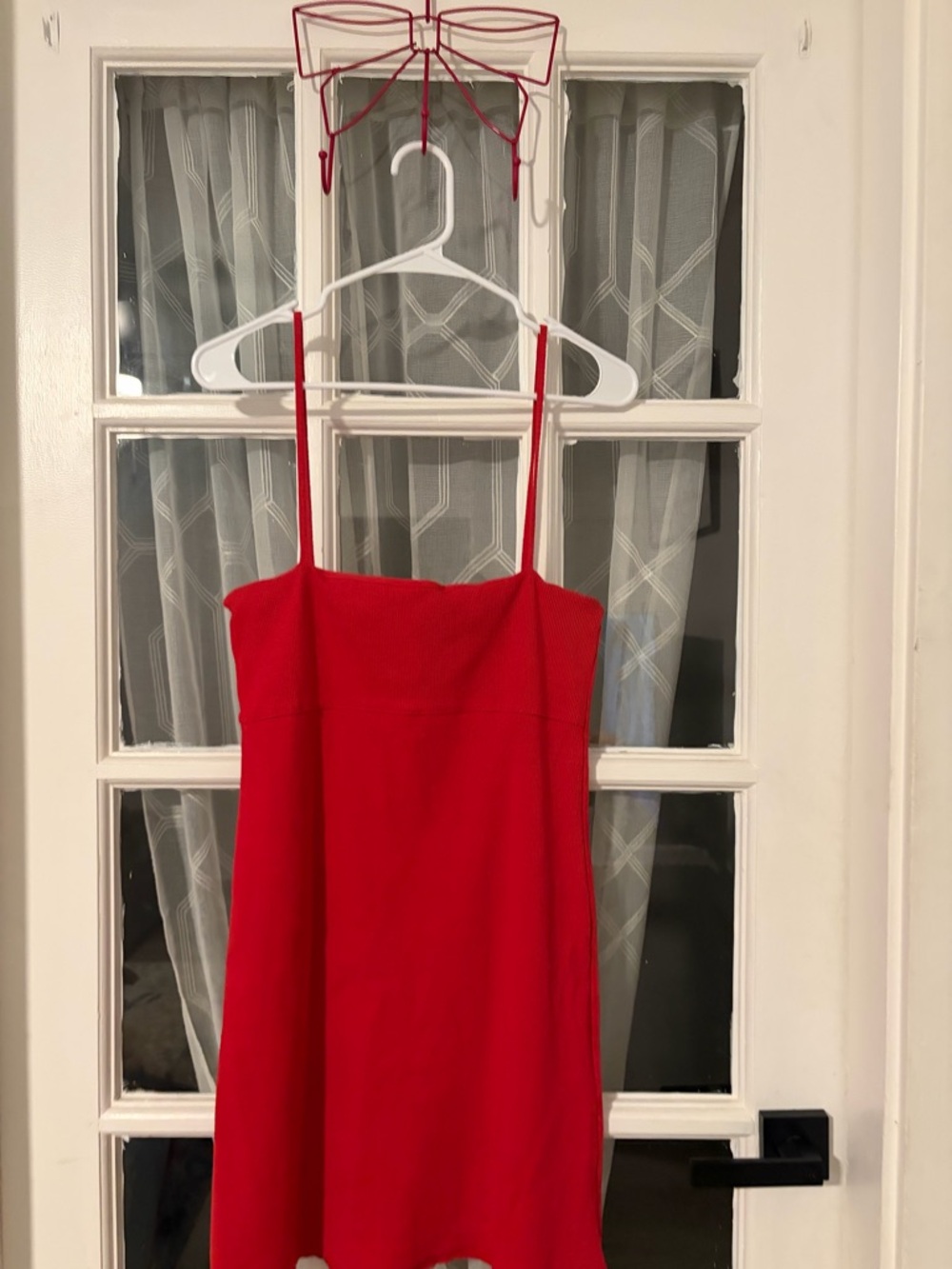 Red Spaghetti Strap Mini Dress with built-in bra